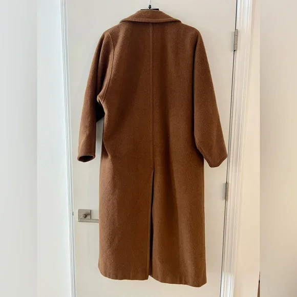Vintage Alpaca / Wool / Mohair Blend Double-Breasted Coat in Tobacco Brown - Picture 5 of 13